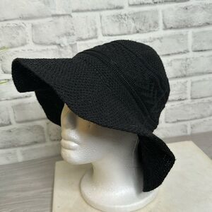 D&Y Black Floppy Sun Hat, Beach Pool Summer Days